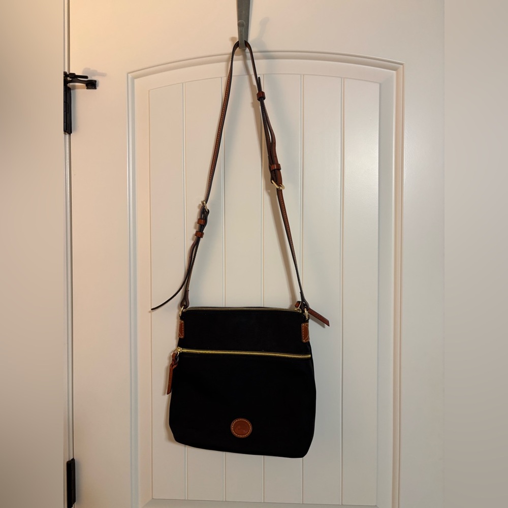 Dooney & Bourke Black Bag with Brown Logo Patch